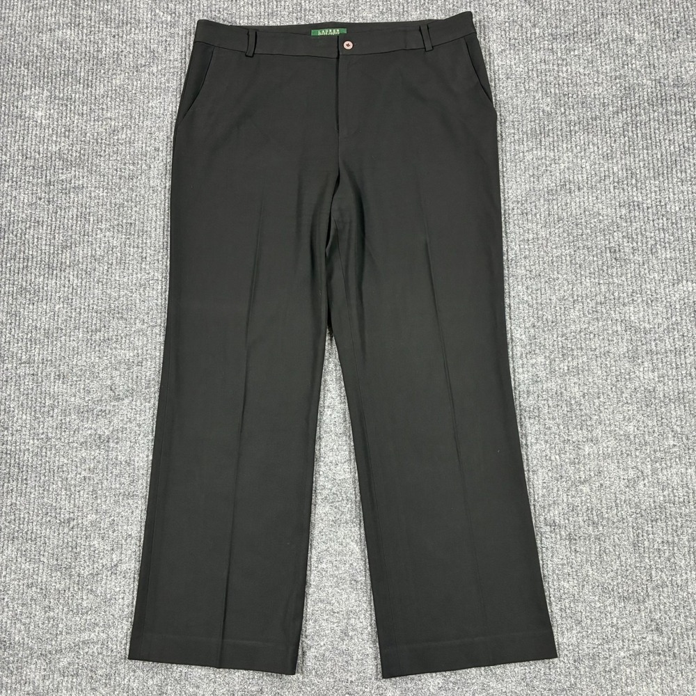 Lauren Ralph Lauren Womens Pants 14P Petite Black Straight Leg Career Dress